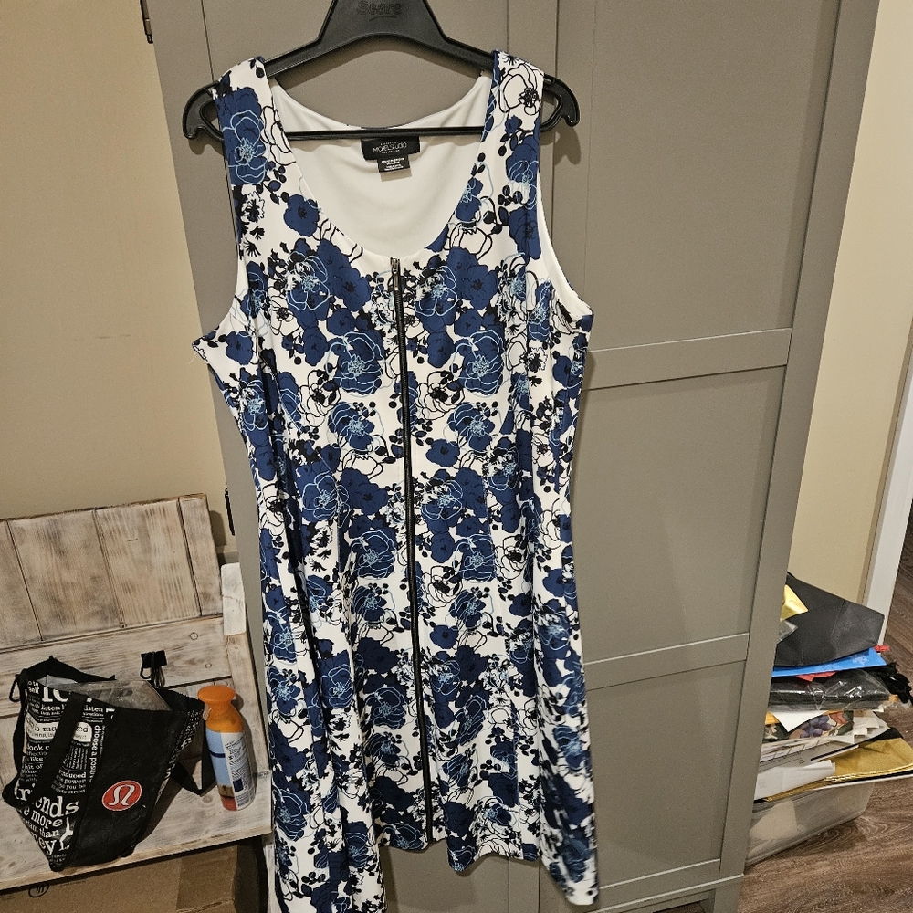 Blue front zip dress